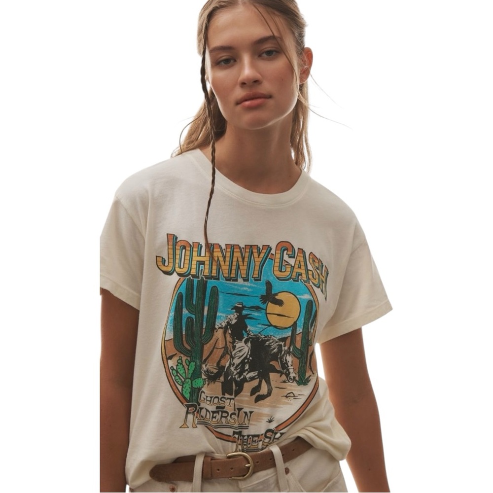 Anthropologie Letluv Johnny Cash Western Ghost Riders Graphic Tee Shirt‎ XS